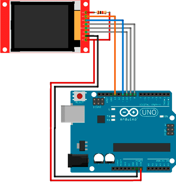 Подключение Arduino Uno к дисплею ST7735